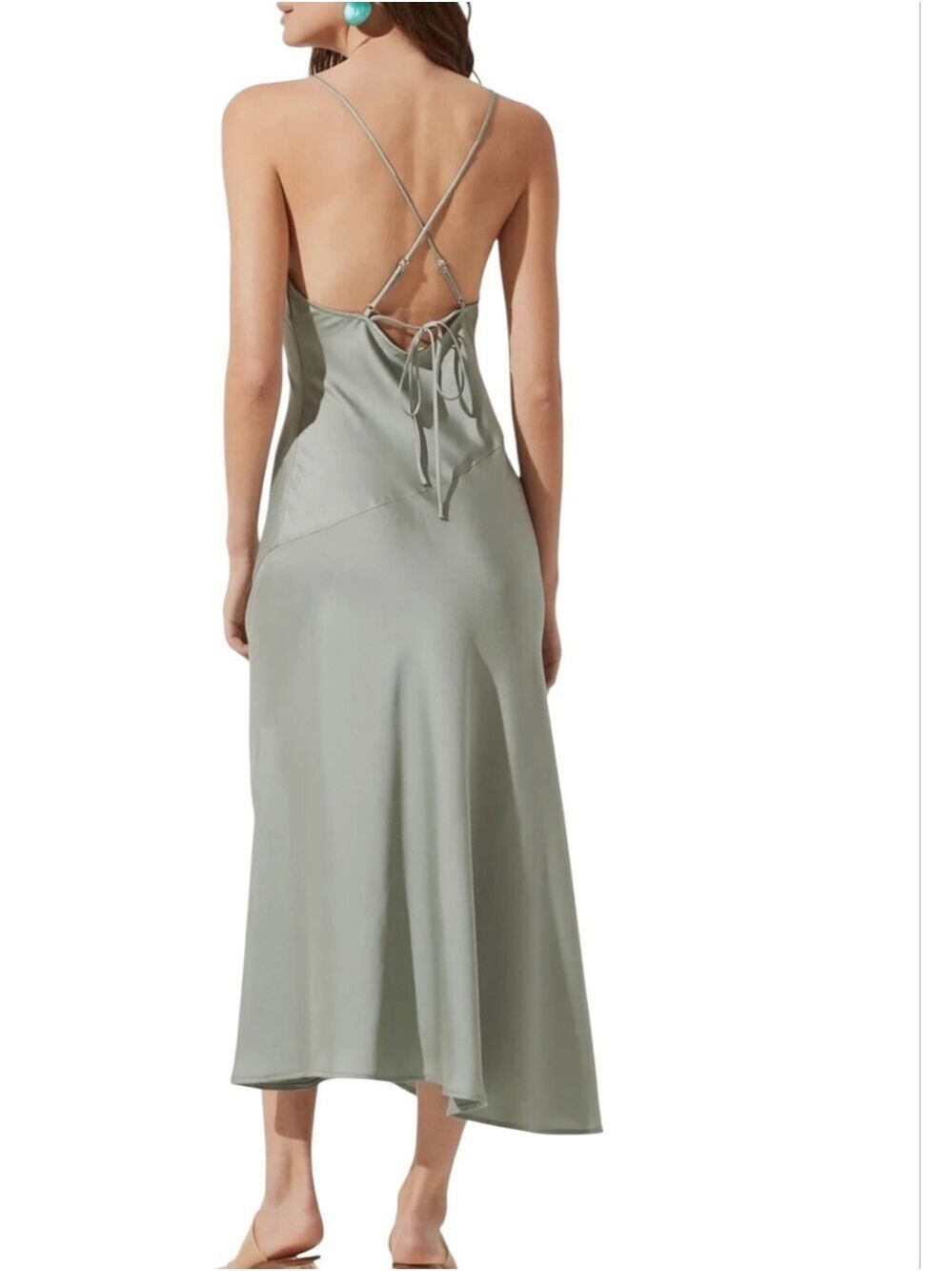 ASTR Cowl Slip Maci Dress In Sage Green